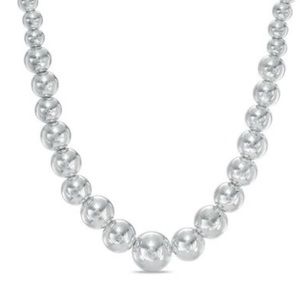 NWOT Sterling Silver Graduating Ball Bead Necklace